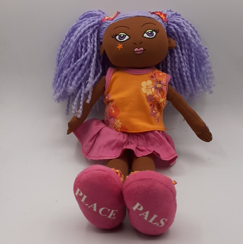 The Children's Place Pals 12" Cloth Body African American Doll Purple Hair